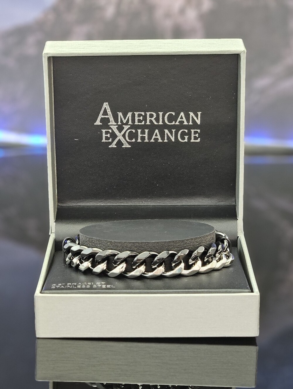 American Exchange Bracelet Gunmetal Two-Tone Curb Chain Bracelet Stainless Steel